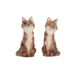 Juliska Clever Creatures Walnut Louis & Marie Fox Salt & Pepper Shakers