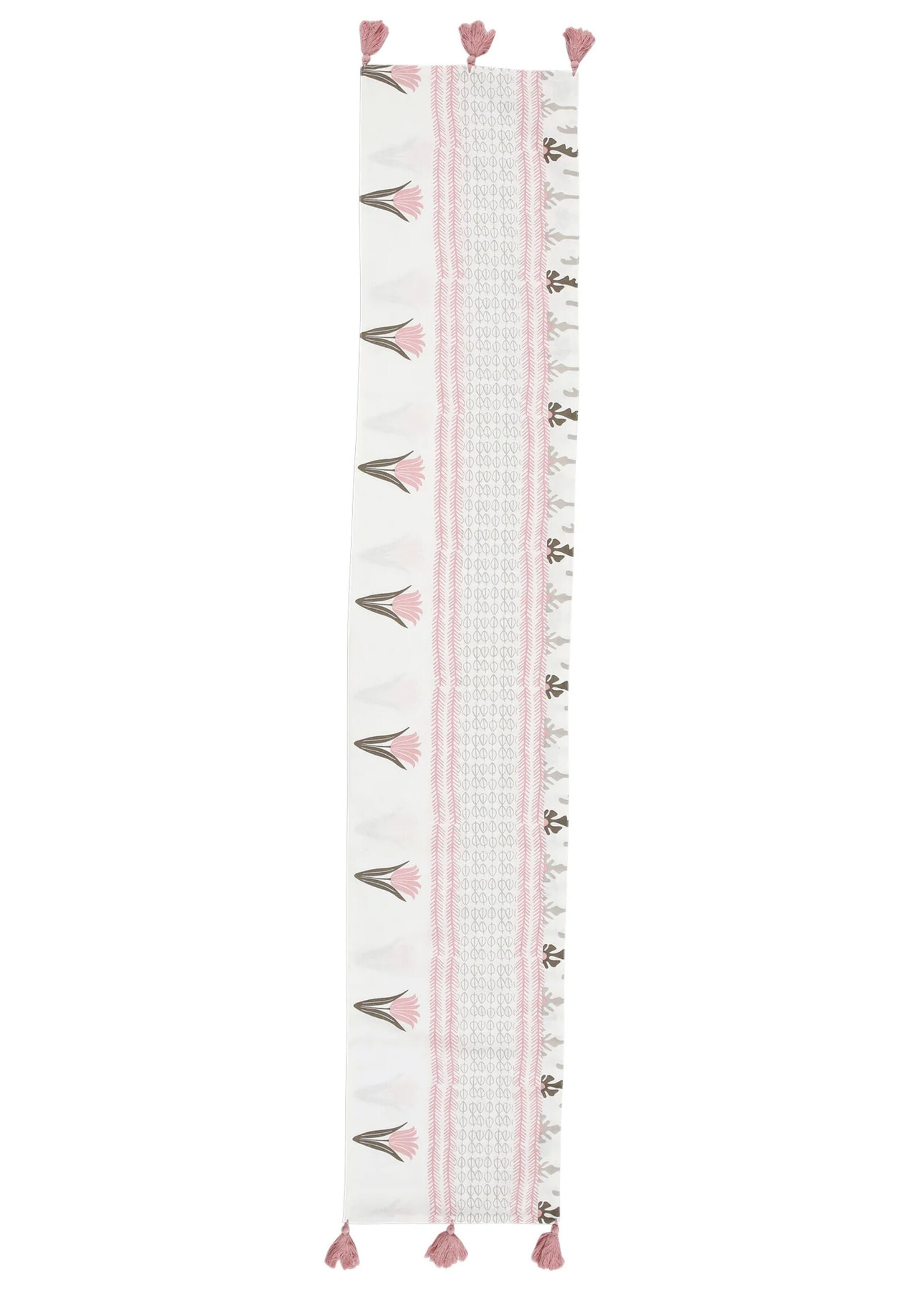 VIETRI Bohemian Linens Gray/Pink Runner