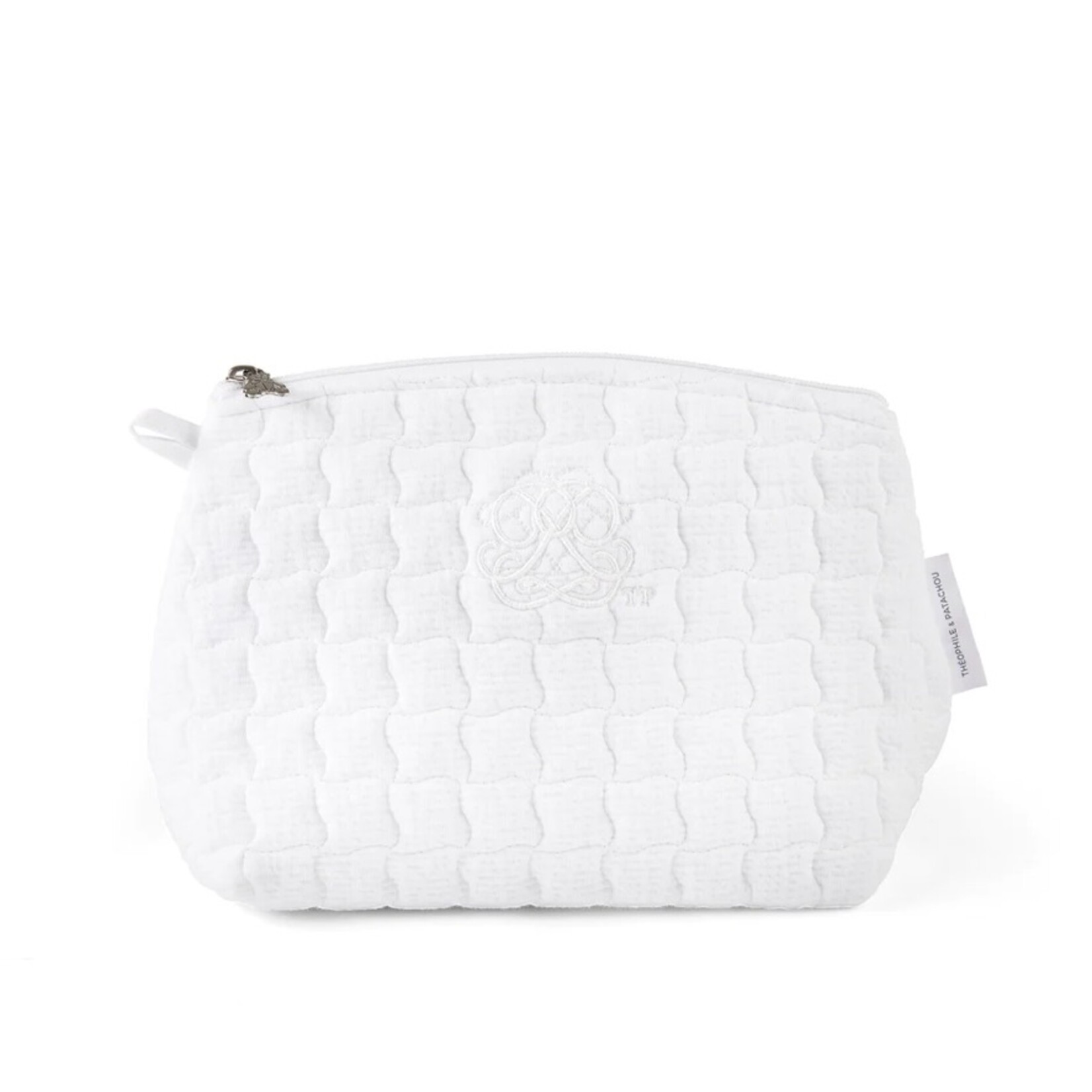 Silk Story Quilted Rayon-Poly Toiletry Bag in White