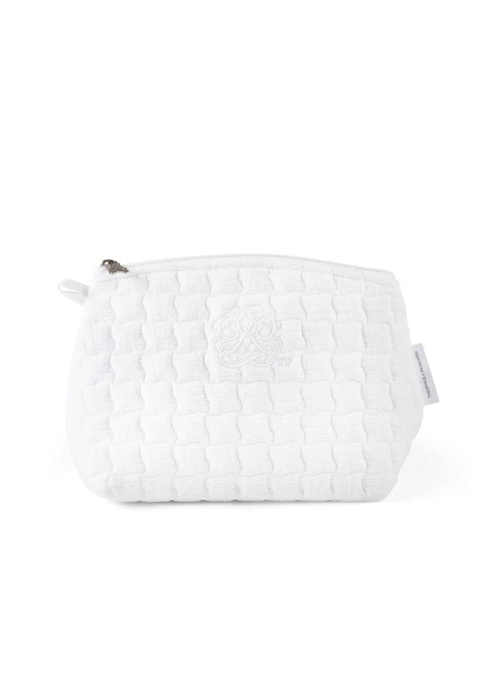 Silk Story Quilted Rayon-Poly Toiletry Bag in White