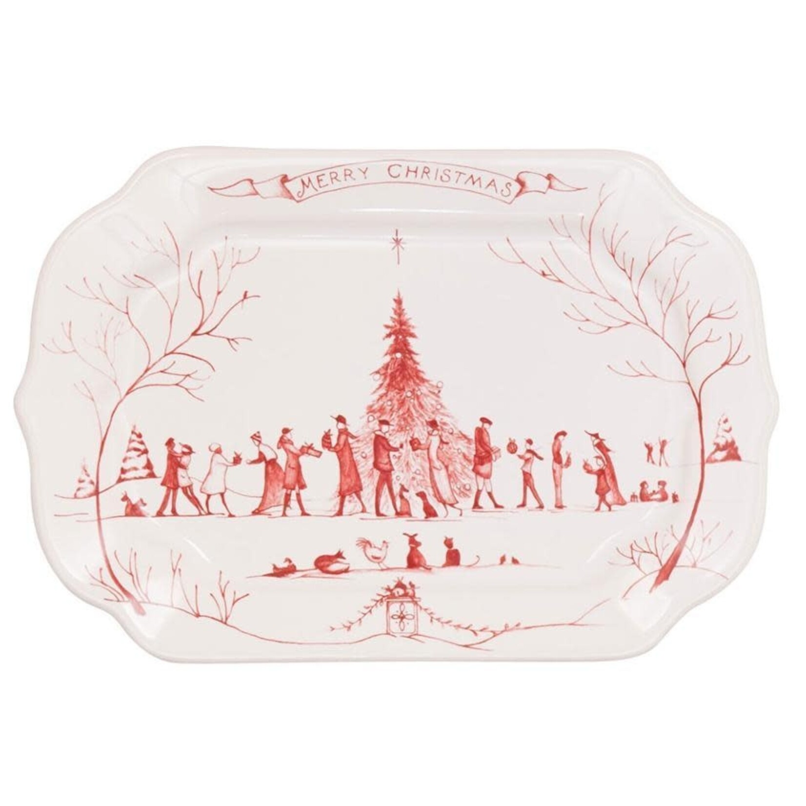 Juliska Country Estate Winter Frolic Ruby Gift Tray Merry Christmas