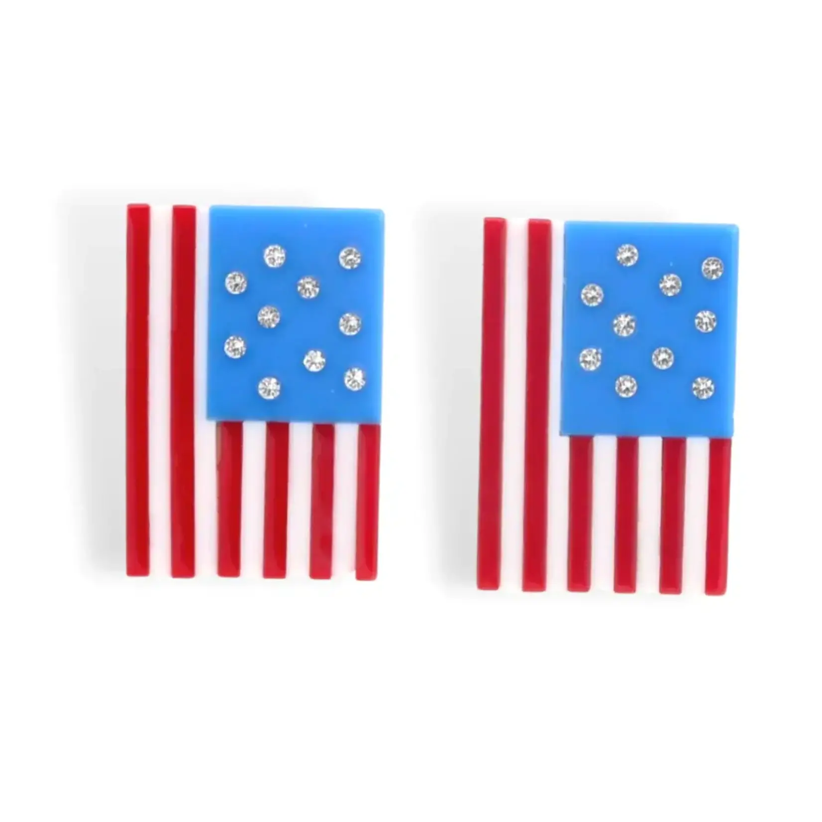 Brianna Cannon American Flag Earrings with Crystal Stars