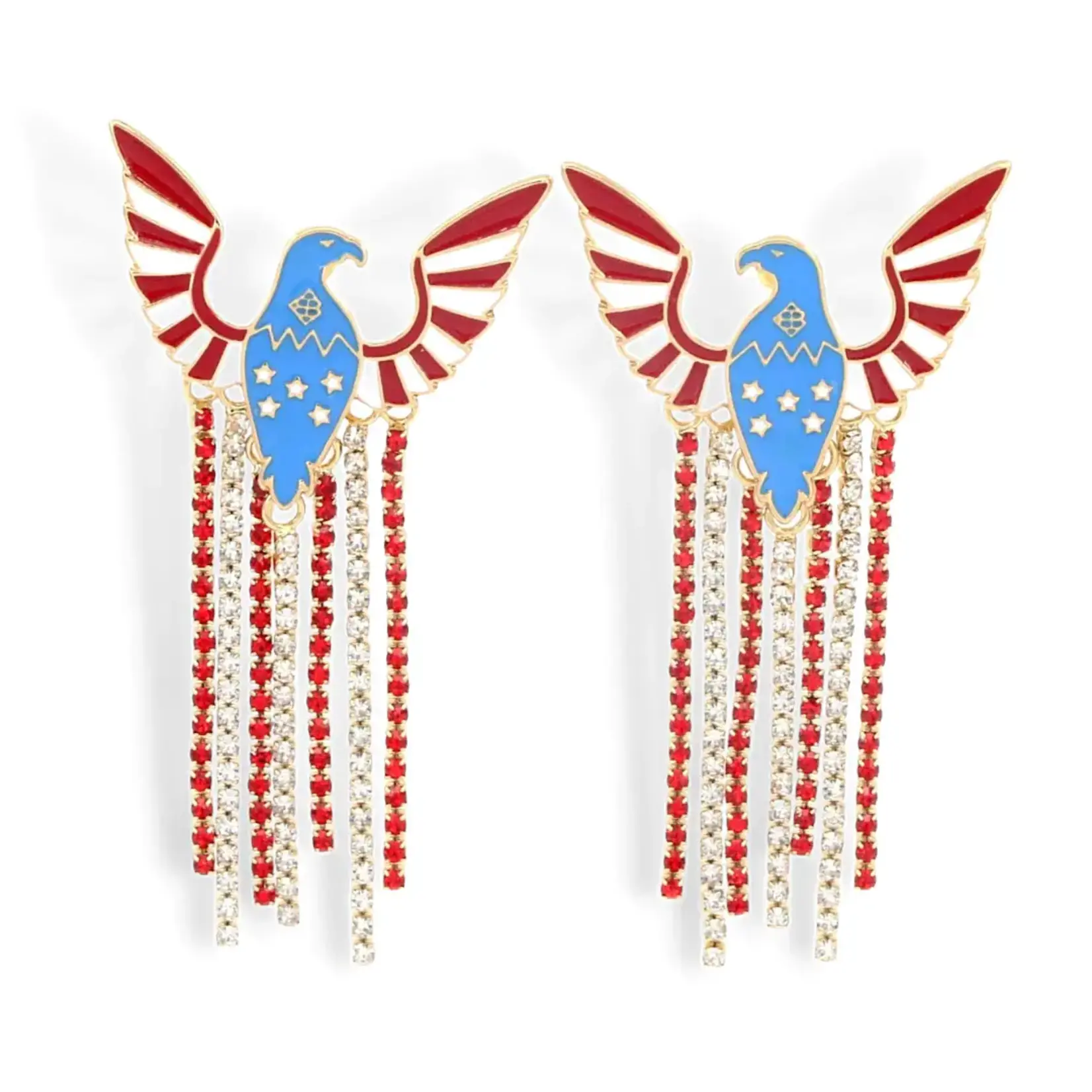 Brianna Cannon American Eagle Earrings with Rhinestone Fringe