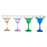 VIETRI Rainbow Jewel Tone Assorted Margarita Glasses - Set of 4