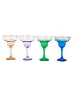 VIETRI Rainbow Jewel Tone Assorted Margarita Glasses - Set of 4