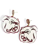 Brianna Cannon White Bulldog Logo Earrings