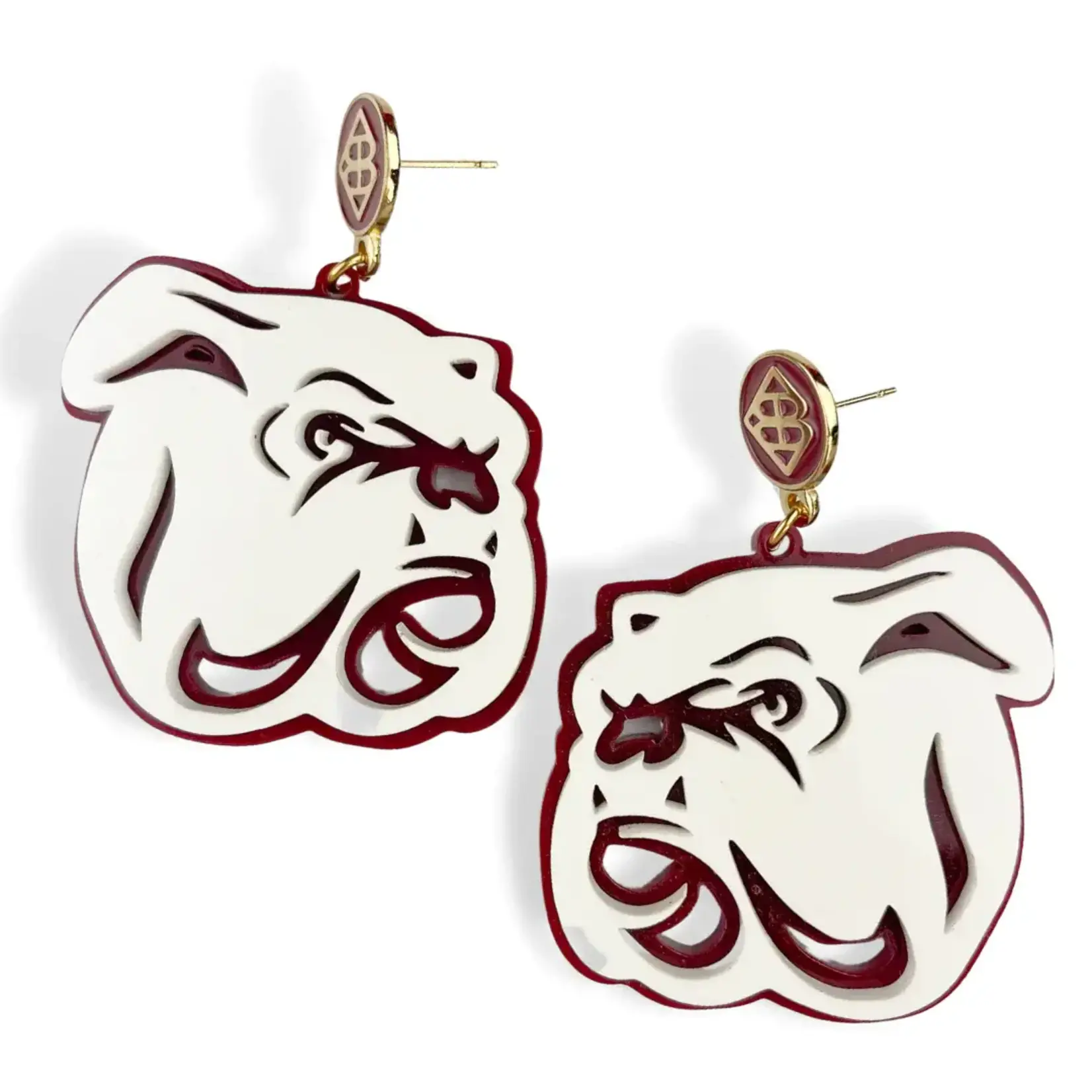 Brianna Cannon White Bulldog Logo Earrings