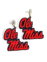 Brianna Cannon Red and Navy Glitter Ole Miss Earrings