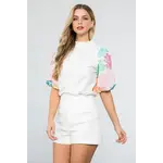 THML Embroidered Balloon Sleeve Top