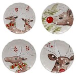 CASAFINA LIVING Deer Friends Set 4 Dinner Plates 11", White