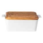 CASAFINA LIVING Ensemble Gift Rect. Bread Box with Oak Wood, White