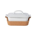 CASAFINA LIVING Ensemble Gift Rect. Cov. Casserole w/ Cork Tray 10", White