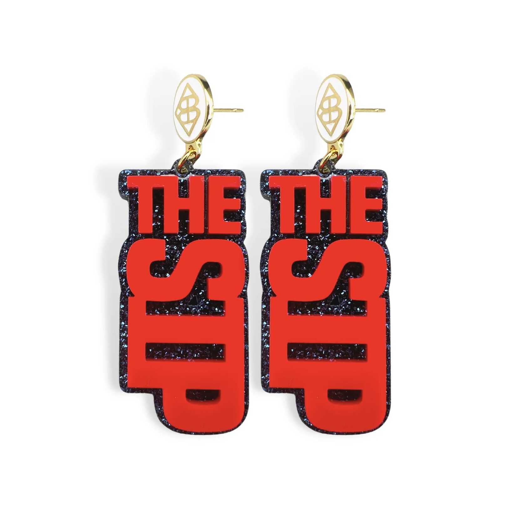 Brianna Cannon Red and Navy Glitter THE SIP Earrings