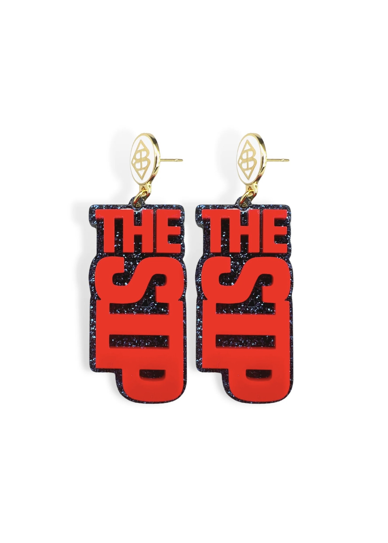 Brianna Cannon Red and Navy Glitter THE SIP Earrings