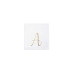 VIETRI Papersoft Napkins Gold Monogram Cocktail Napkins - A (Pack of 20)