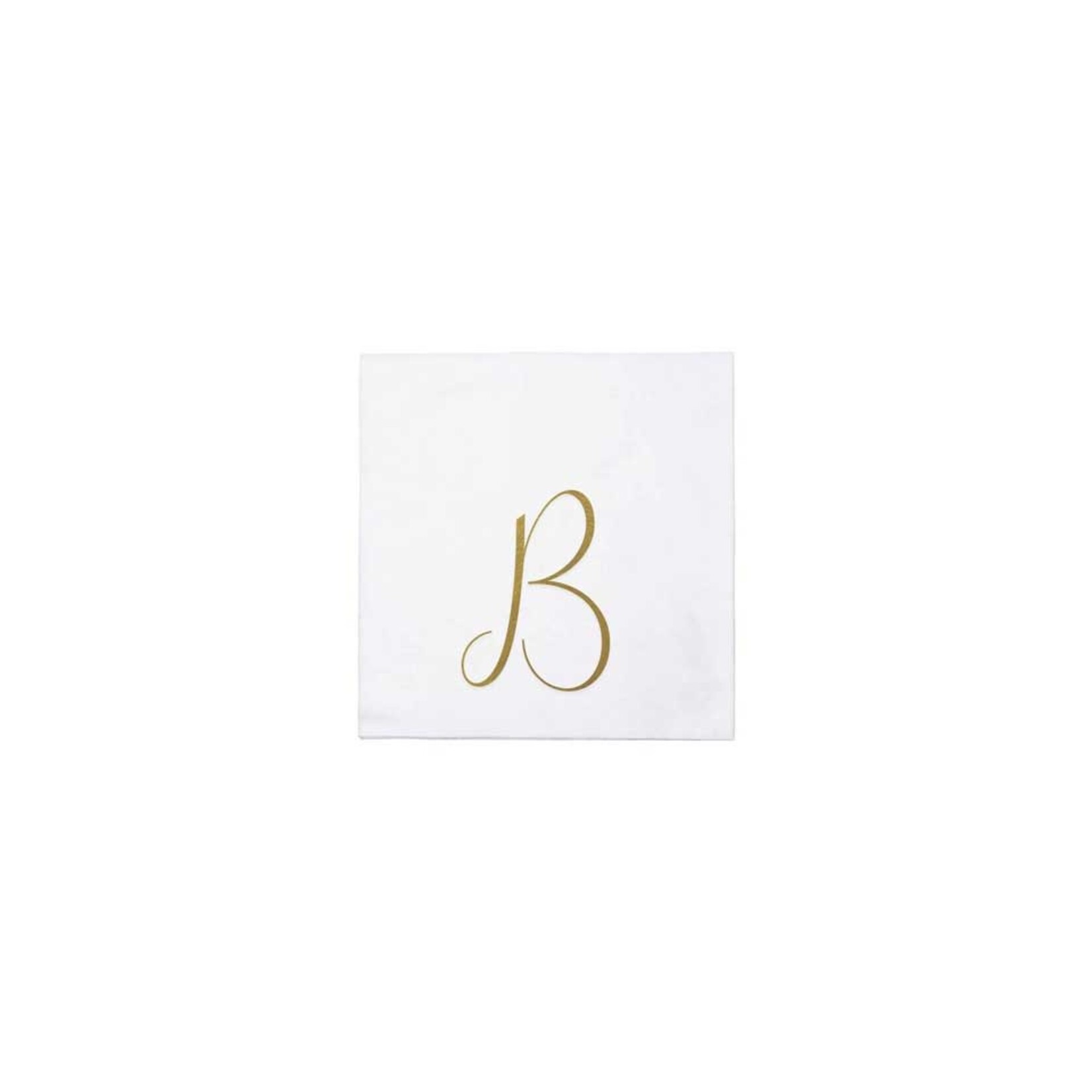 VIETRI Papersoft Napkins Gold Monogram Cocktail Napkins - B (Pack of 20)