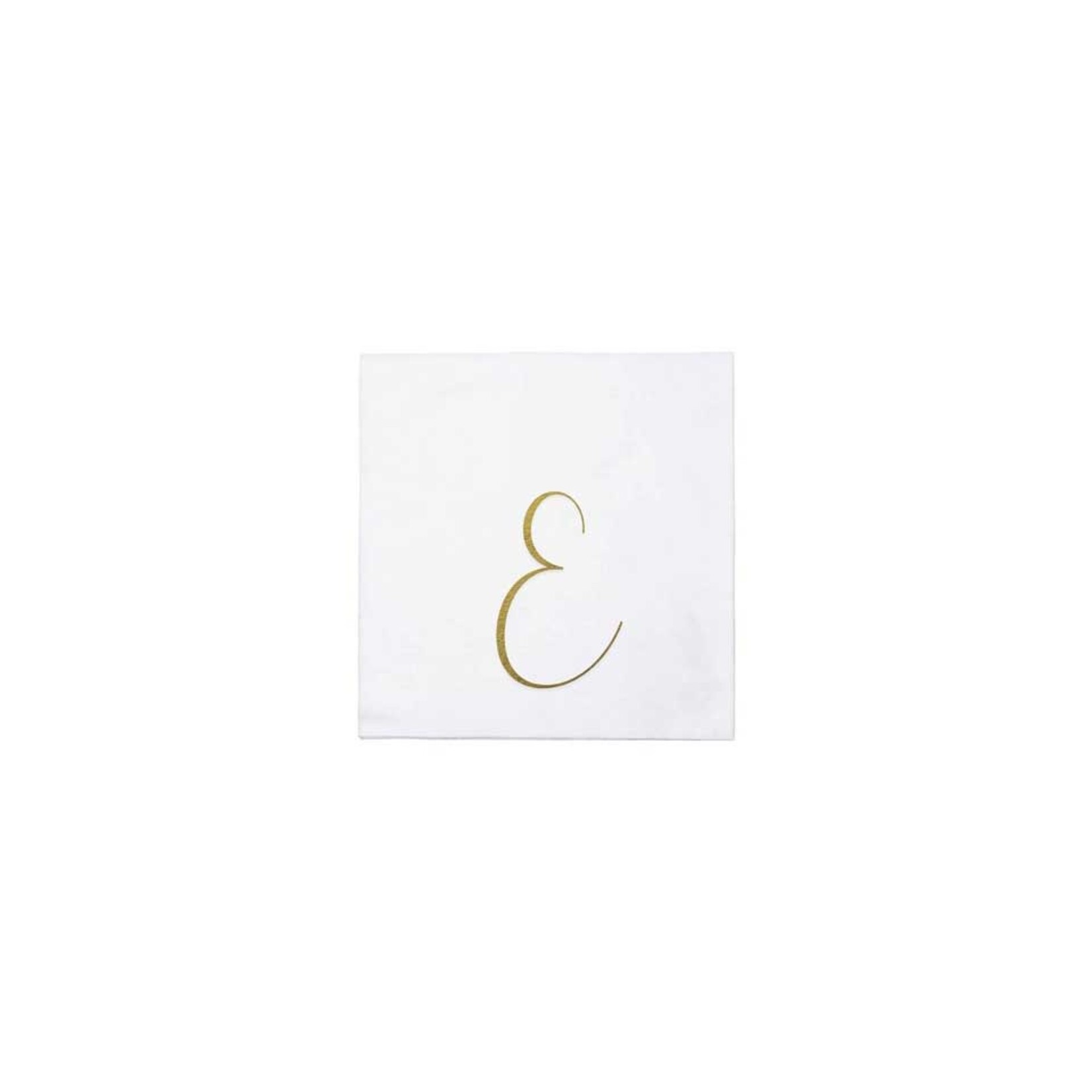 VIETRI Papersoft Napkins Gold Monogram Cocktail Napkins - E (Pack of 20)