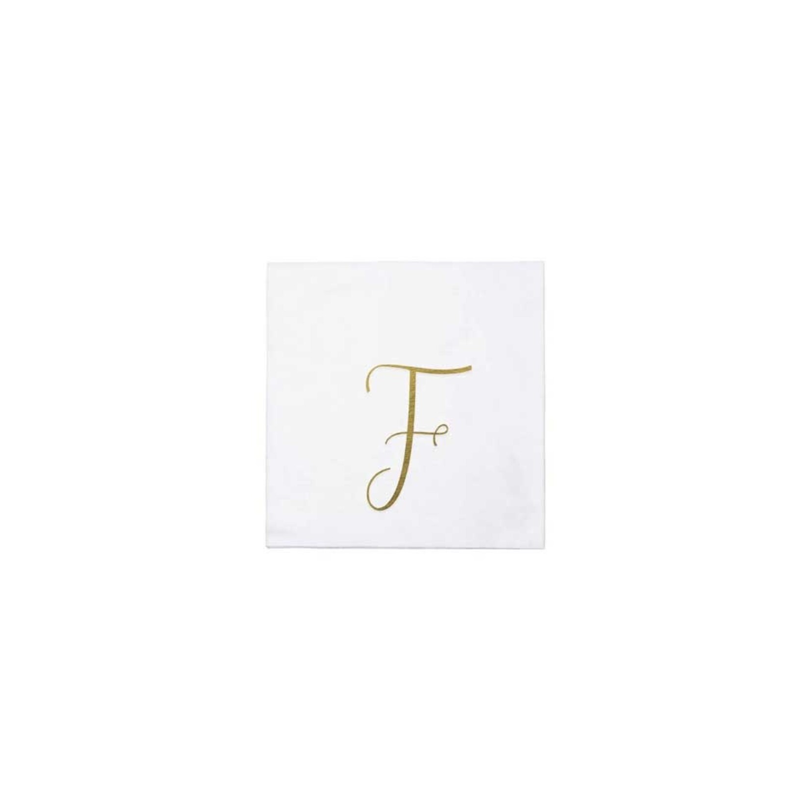 VIETRI Papersoft Napkins Gold Monogram Cocktail Napkins - F (Pack of 20)