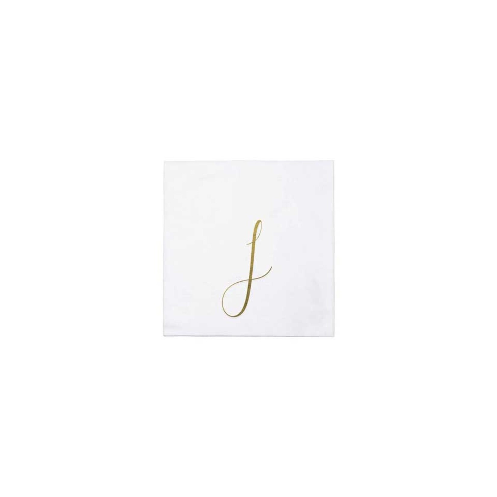 VIETRI Papersoft Napkins Gold Monogram Cocktail Napkins - J (Pack of 20)