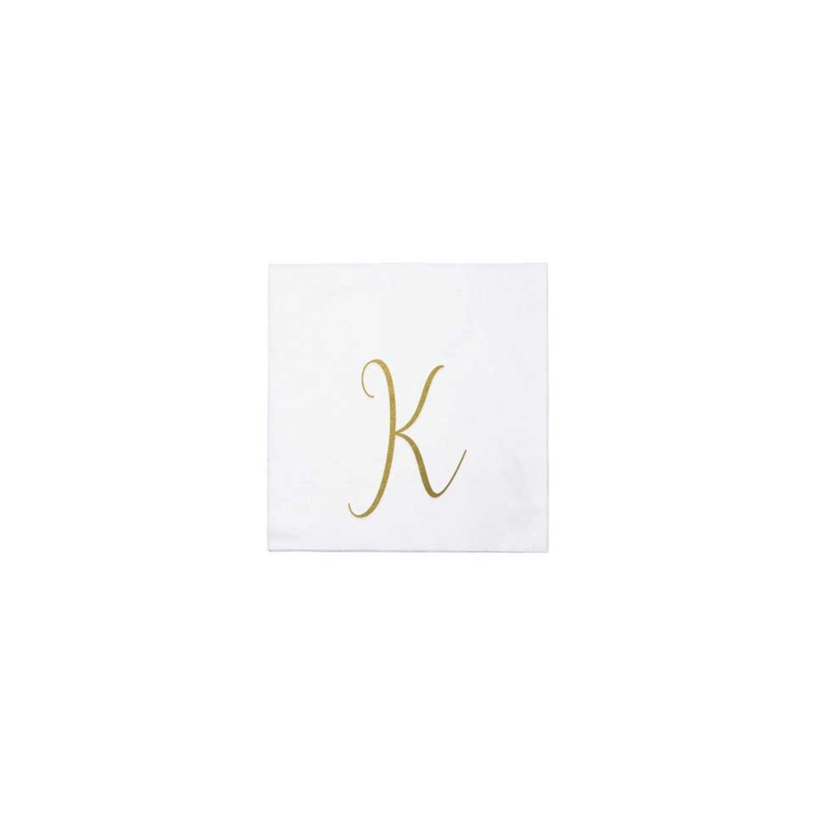 VIETRI Papersoft Napkins Gold Monogram Cocktail Napkins - K (Pack of 20)