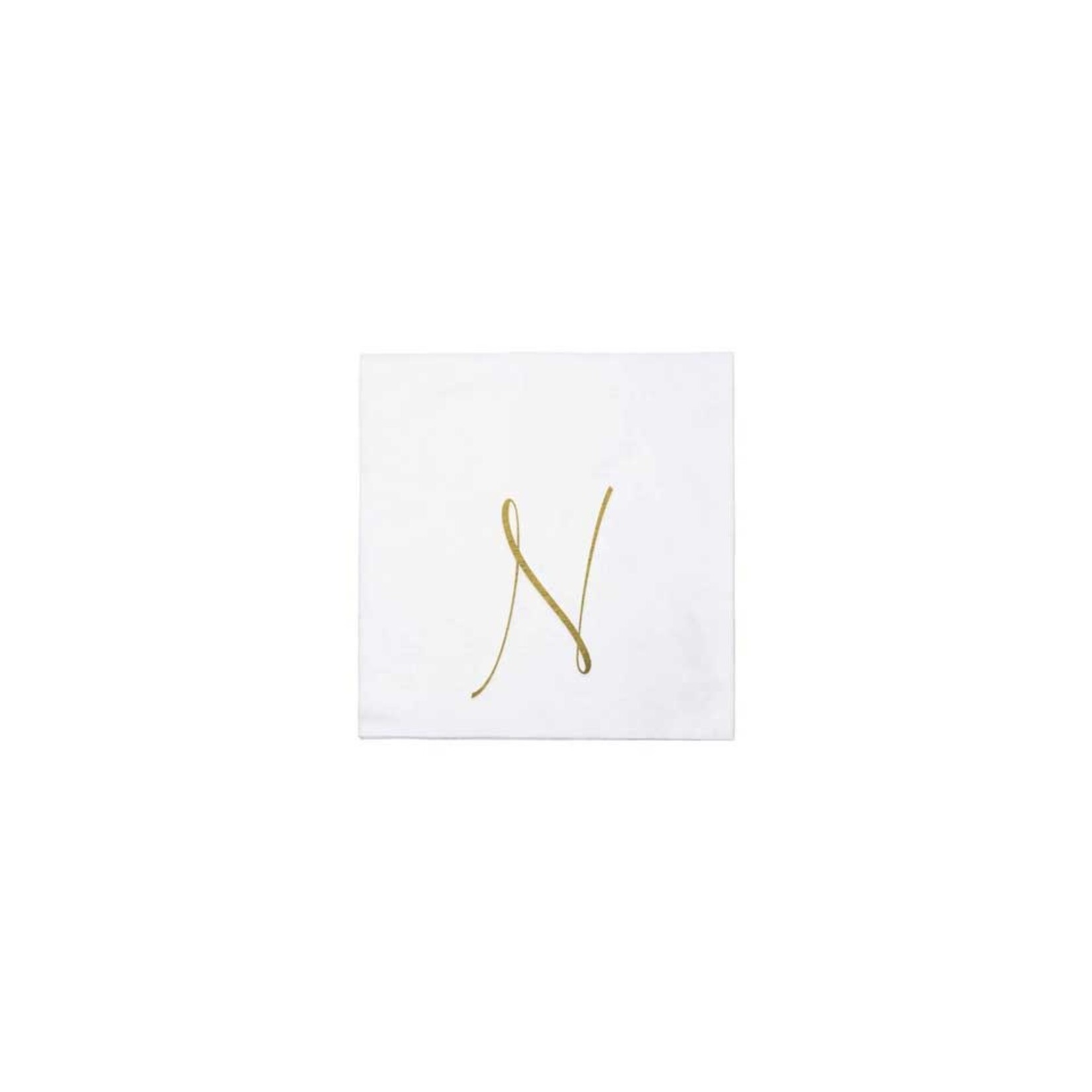 VIETRI Papersoft Napkins Gold Monogram Cocktail Napkins - N (Pack of 20)