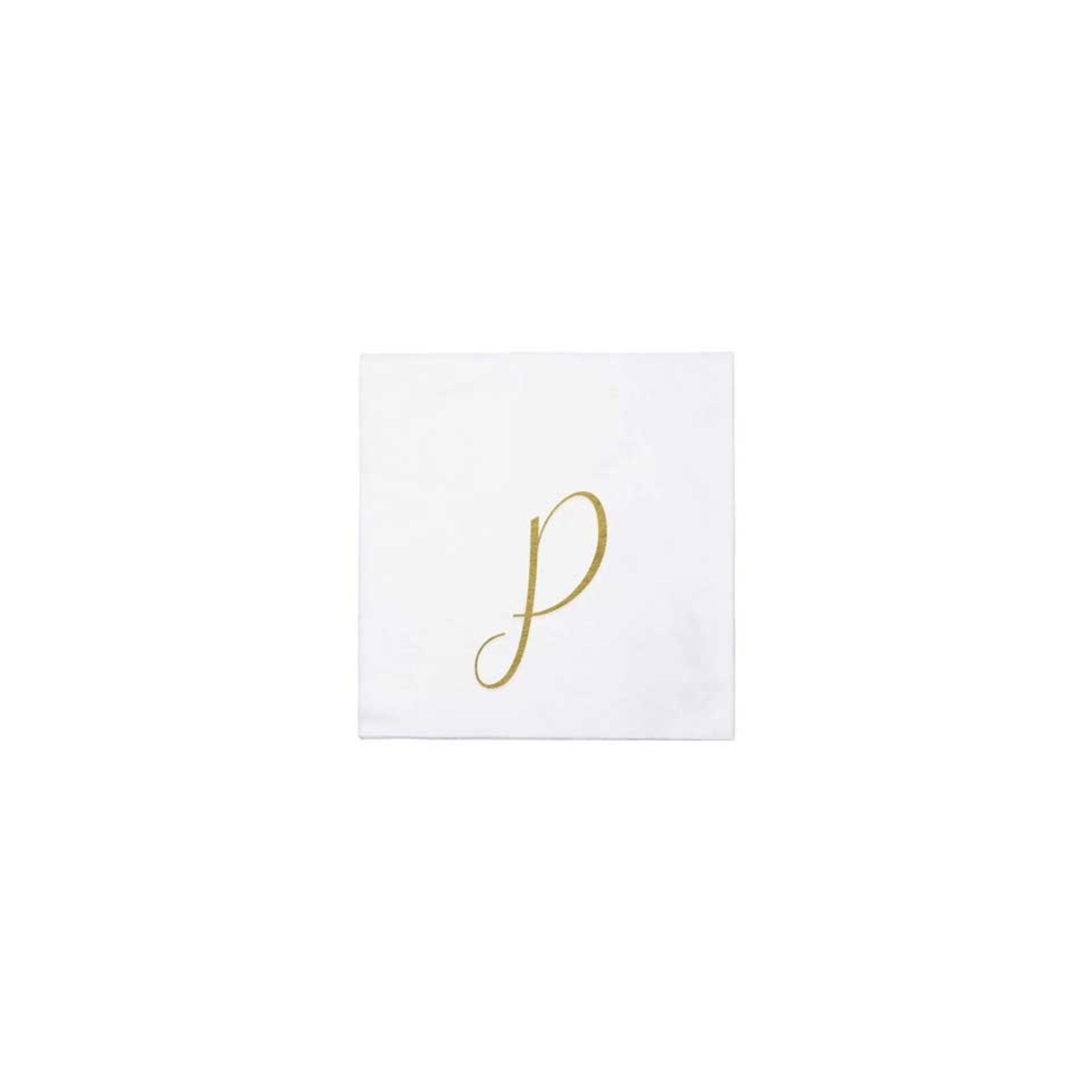 VIETRI Papersoft Napkins Gold Monogram Cocktail Napkins - P (Pack of 20)