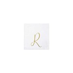 VIETRI Papersoft Napkins Gold Monogram Cocktail Napkins - R (Pack of 20)