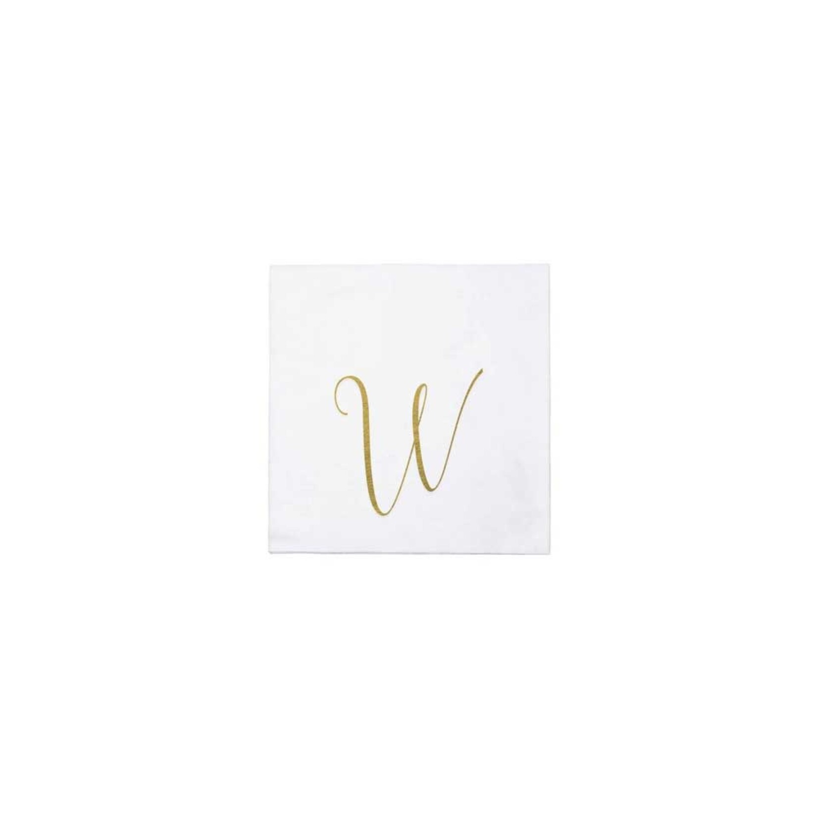 VIETRI Papersoft Napkins Gold Monogram Cocktail Napkins - W (Pack of 20)