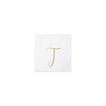 VIETRI Papersoft Napkins Gold Monogram Cocktail Napkins - T (Pack of 20)