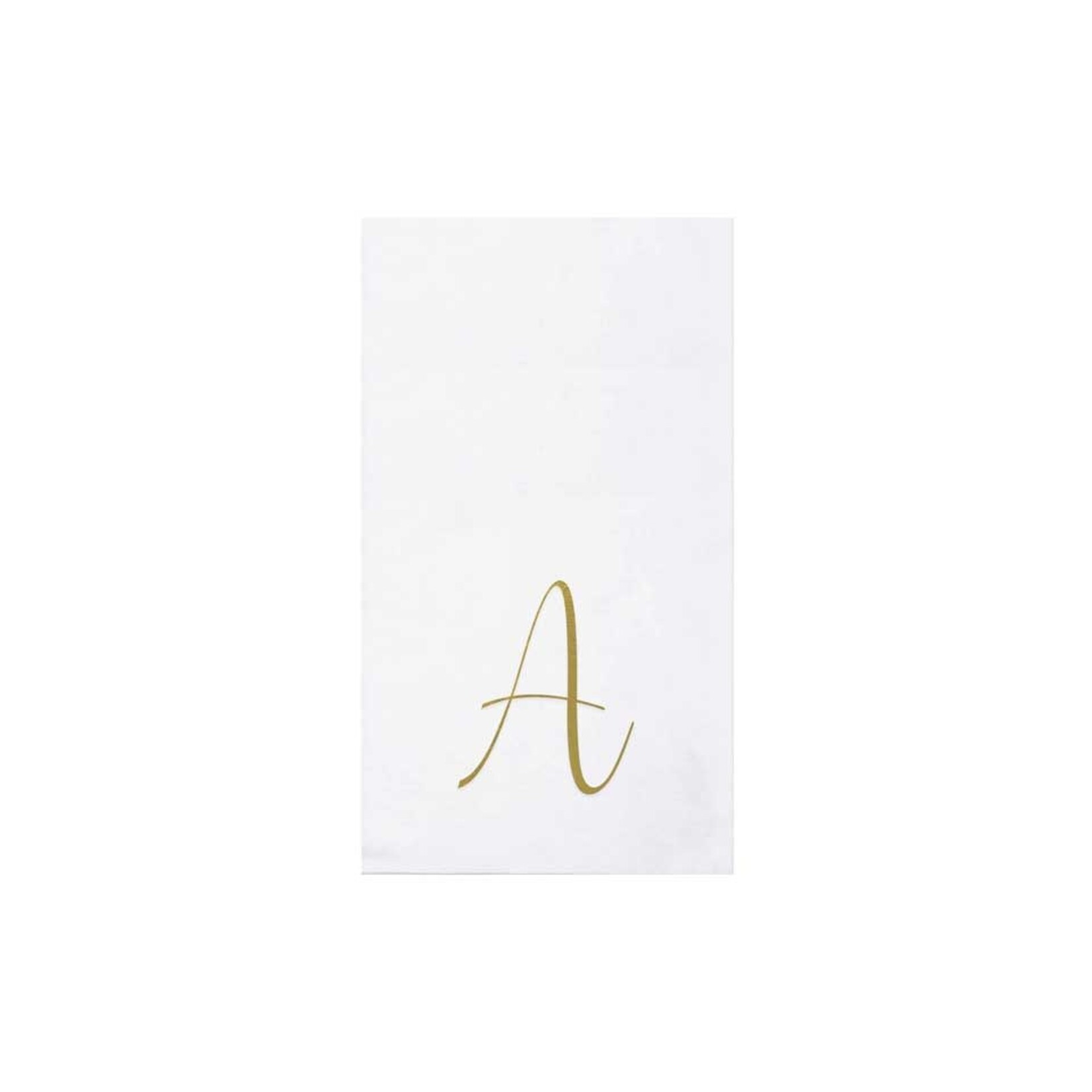 VIETRI Papersoft Napkins Gold Monogram Guest Towels - A (Pack of 20)