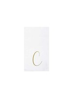 VIETRI Papersoft Napkins Gold Monogram Guest Towels - C (Pack of 20)