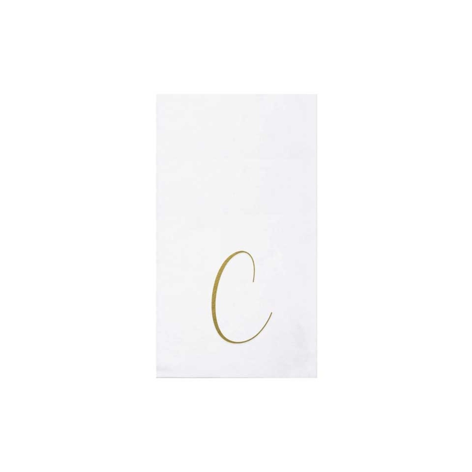 VIETRI Papersoft Napkins Gold Monogram Guest Towels - C (Pack of 20)