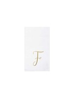 VIETRI Papersoft Napkins Gold Monogram Guest Towels - F (Pack of 20)