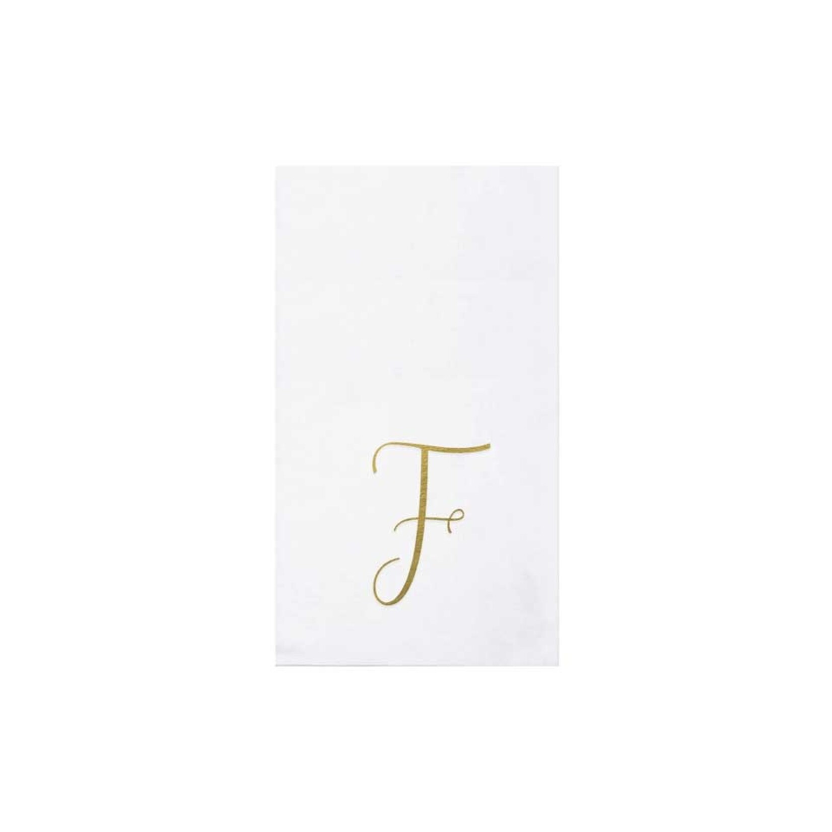 VIETRI Papersoft Napkins Gold Monogram Guest Towels - F (Pack of 20)