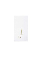 VIETRI Papersoft Napkins Gold Monogram Guest Towels - J (Pack of 20)