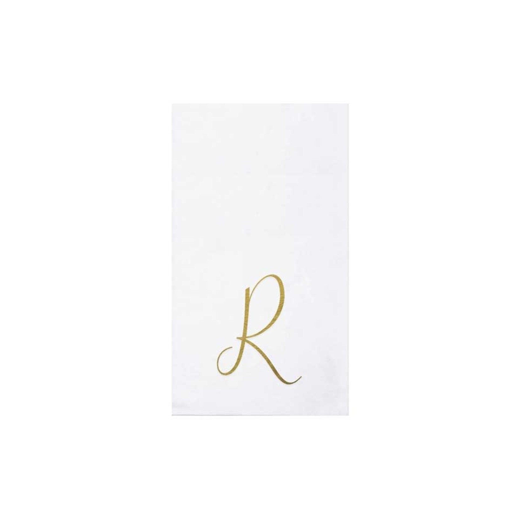 VIETRI Papersoft Napkins Gold Monogram Guest Towels - R (Pack of 20)