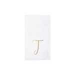 VIETRI Papersoft Napkins Gold Monogram Guest Towels - T (Pack of 20)