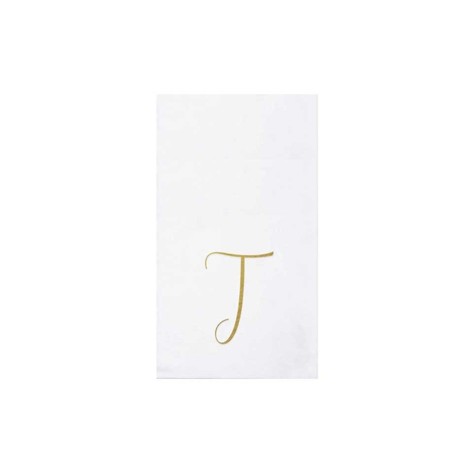 VIETRI Papersoft Napkins Gold Monogram Guest Towels - T (Pack of 20)