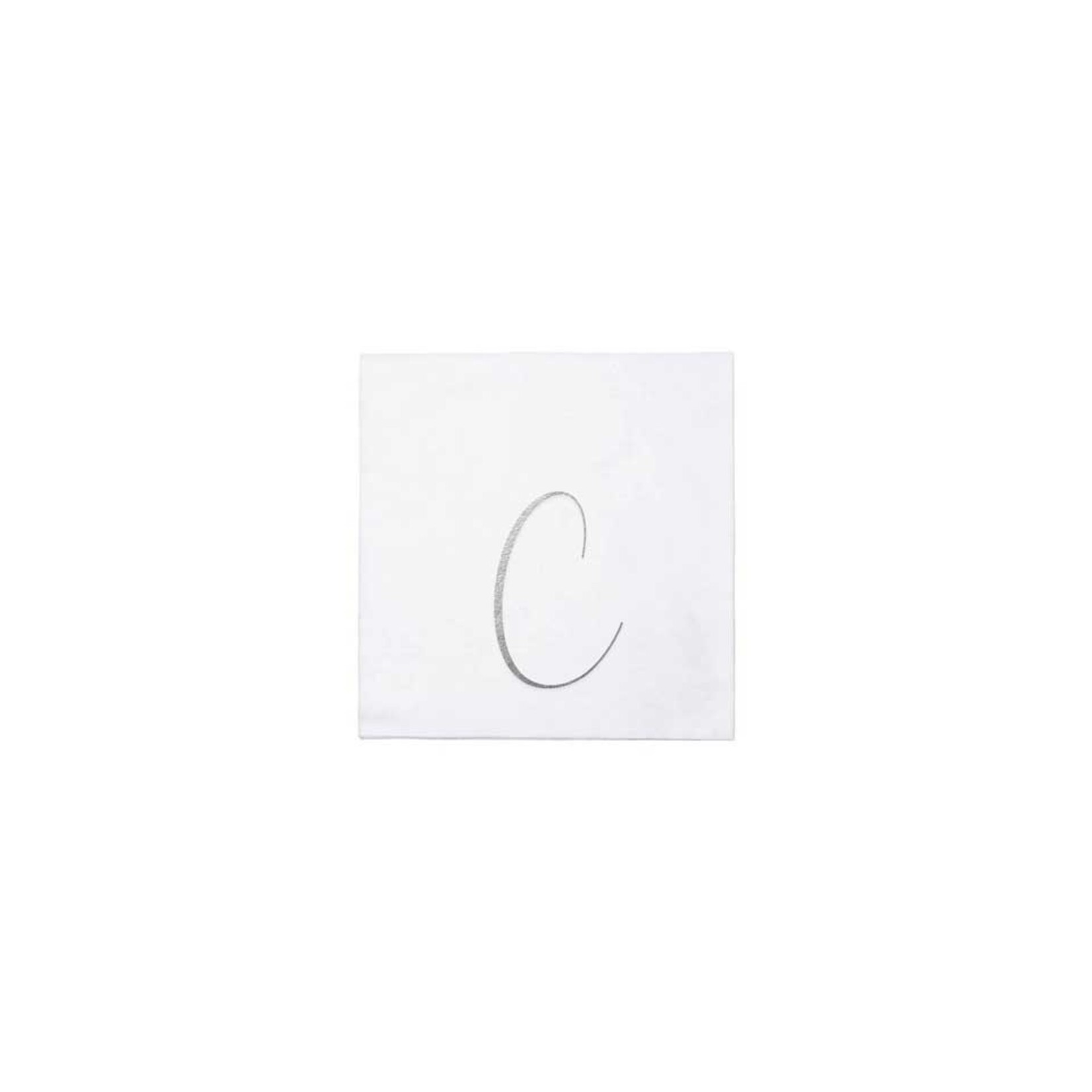 VIETRI Papersoft Napkins Silver Monogram Cocktail Napkins - C  (Pack of 20)