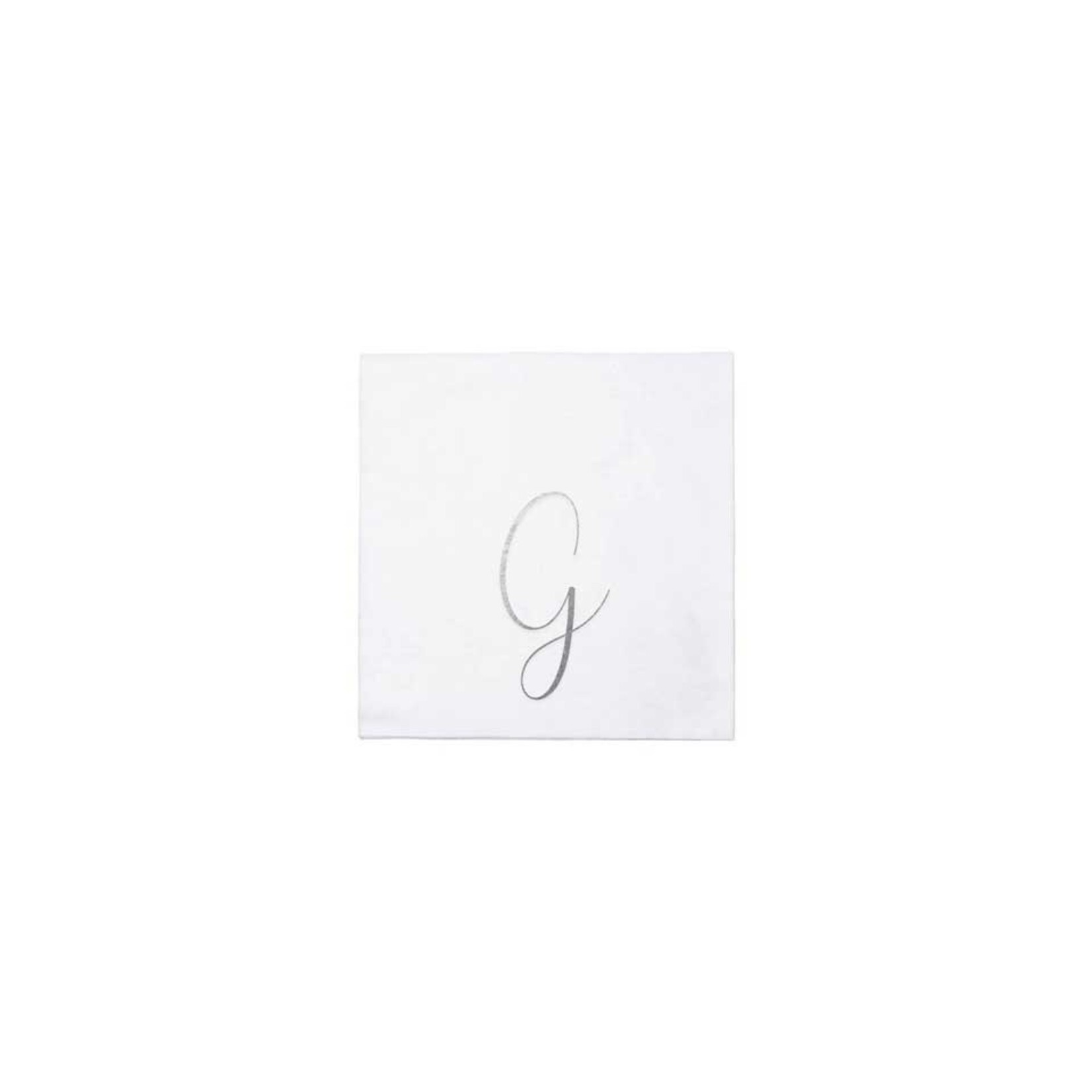 VIETRI Papersoft Napkins Silver Monogram Cocktail Napkins - G (Pack of 20)