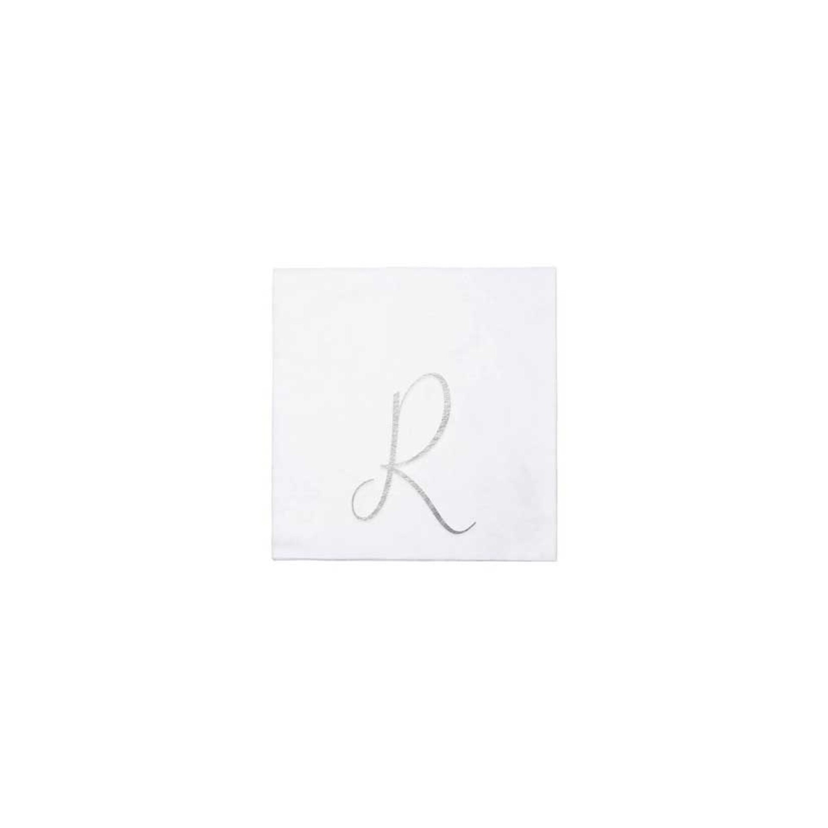VIETRI Papersoft Napkins Silver Monogram Cocktail Napkins - R (Pack of 20)
