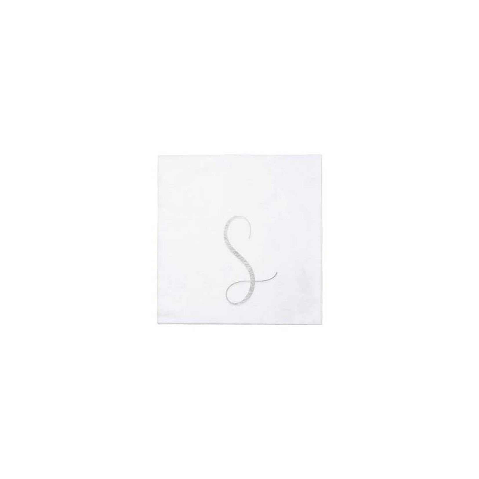 VIETRI Papersoft Napkins Silver Monogram Cocktail Napkins - S (Pack of 20)