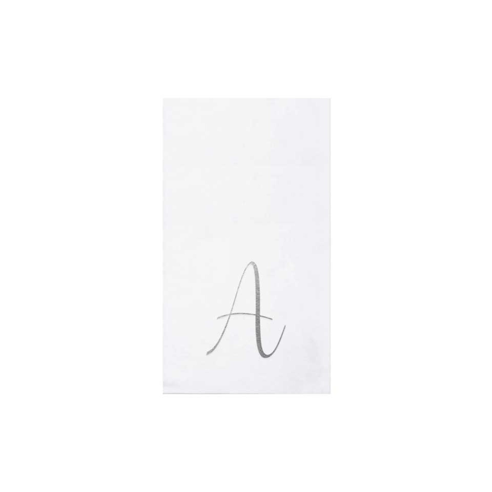 VIETRI Papersoft Napkins Silver Monogram Guest Towels - A (Pack of 20)