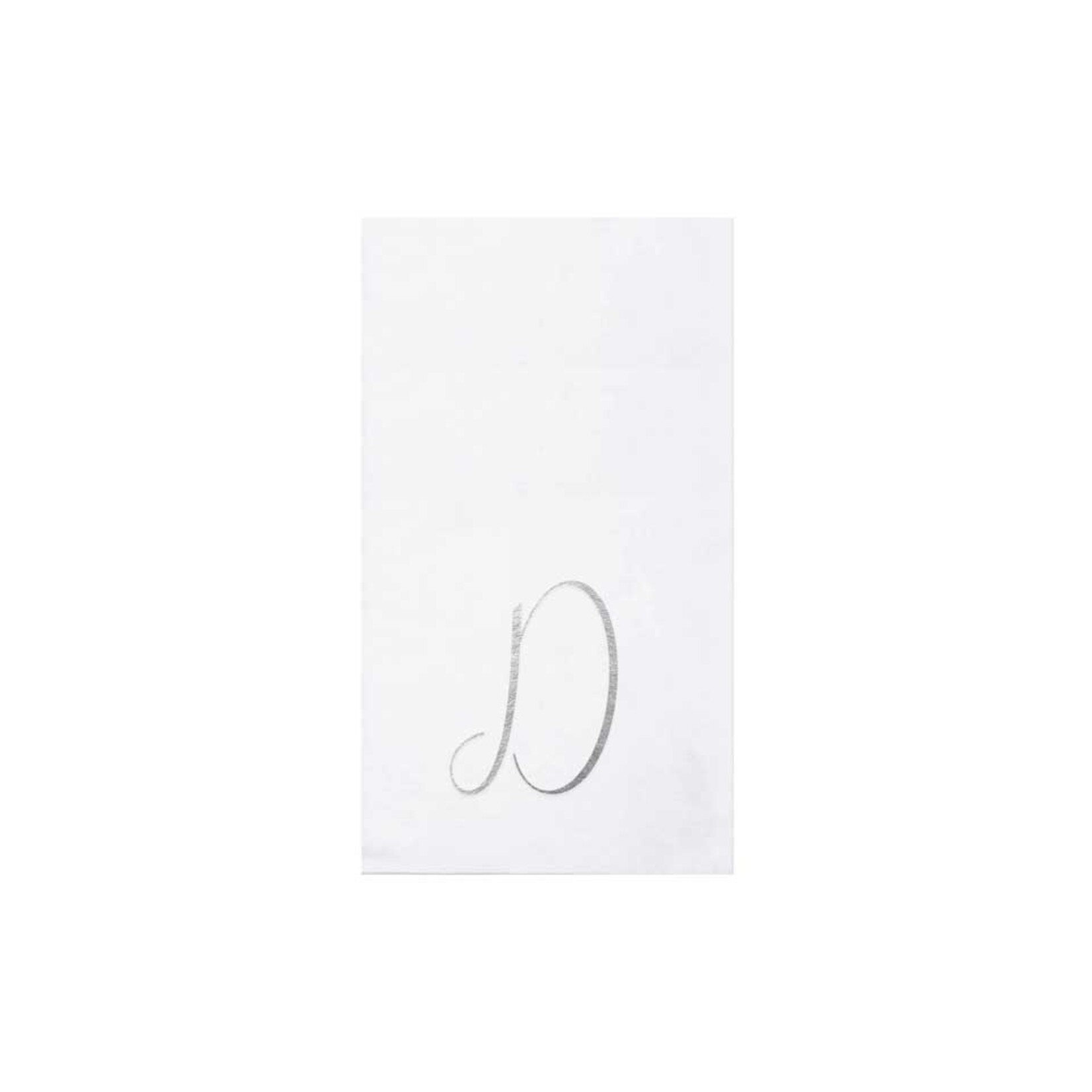 VIETRI Papersoft Napkins Silver Monogram Guest Towels - D (Pack of 20)