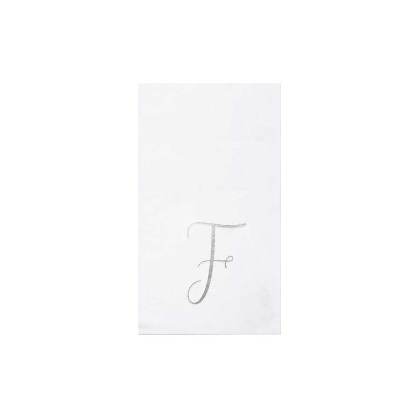 VIETRI Papersoft Napkins Silver Monogram Guest Towels - F (Pack of 20)