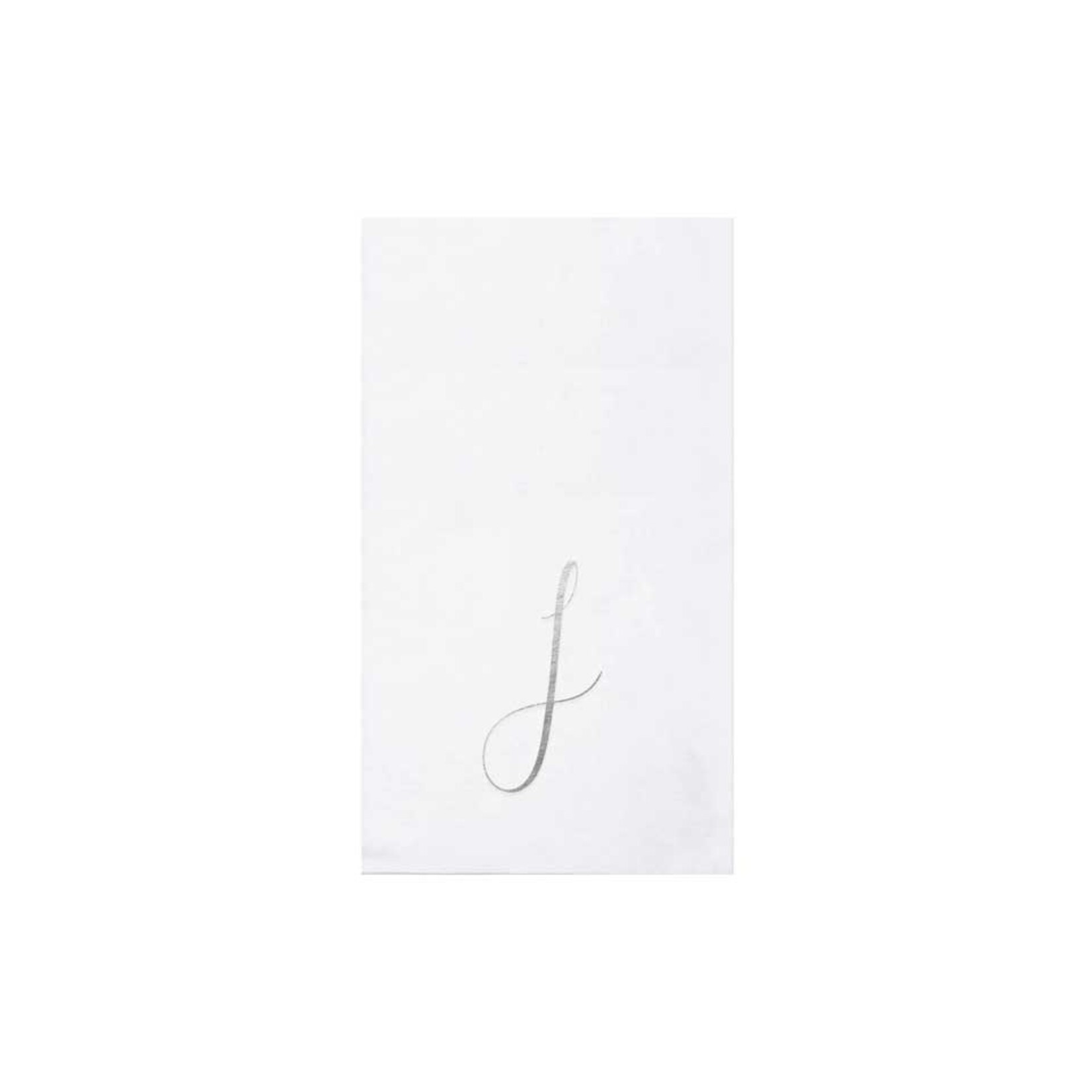 VIETRI Papersoft Napkins Silver Monogram Guest Towels - J (Pack of 20)