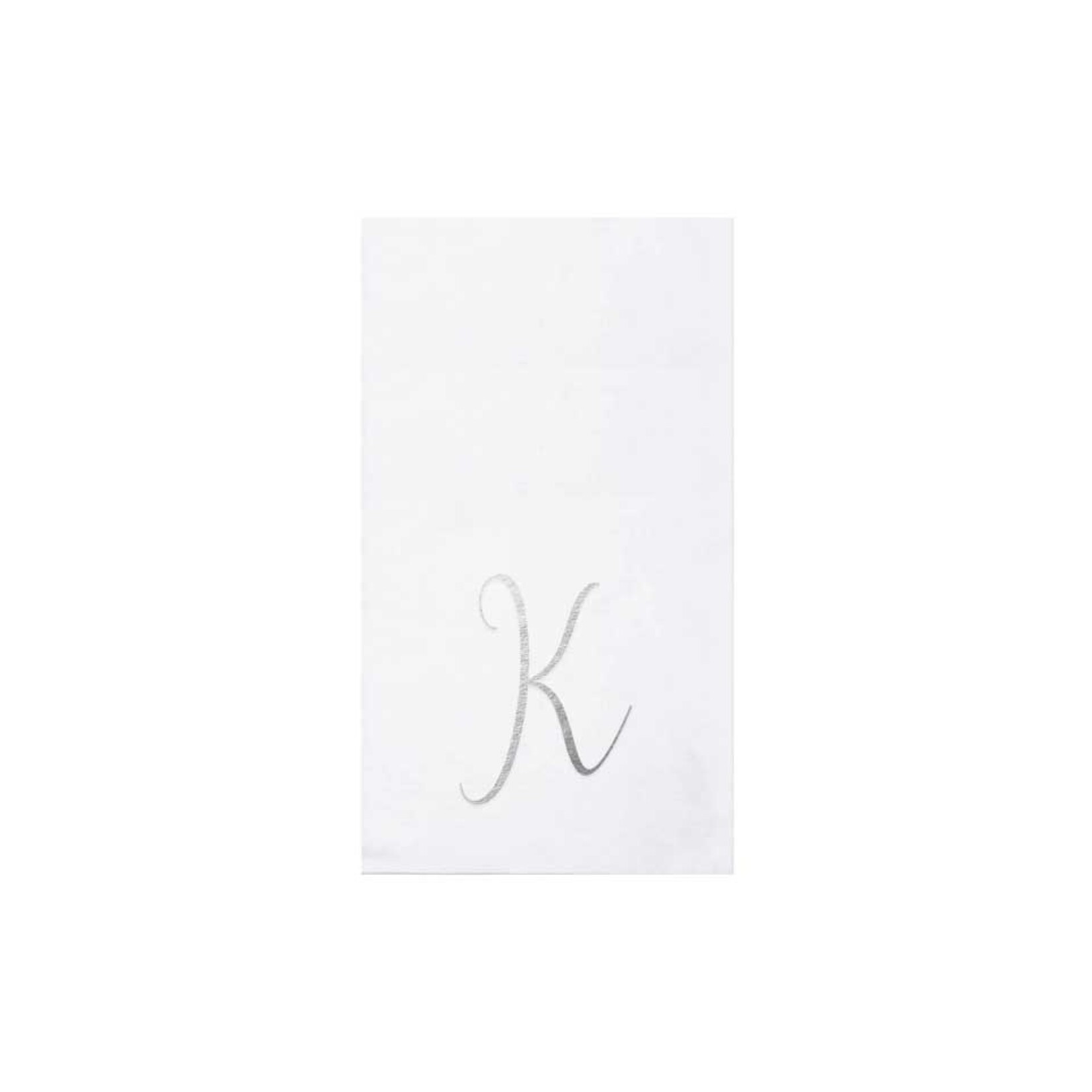 VIETRI Papersoft Napkins Silver Monogram Guest Towels - K (Pack of 20)