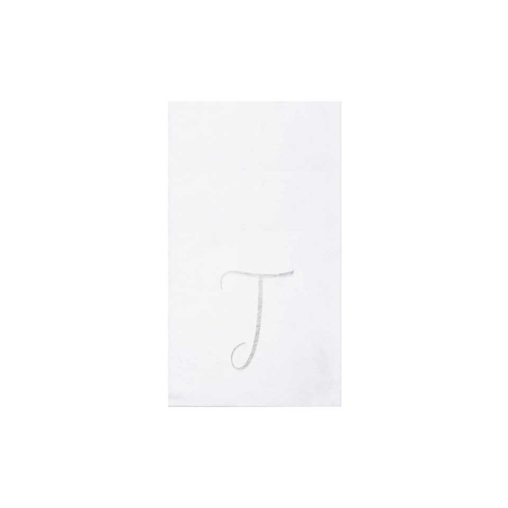 VIETRI Papersoft Napkins Silver Monogram Guest Towels - T (Pack of 20)