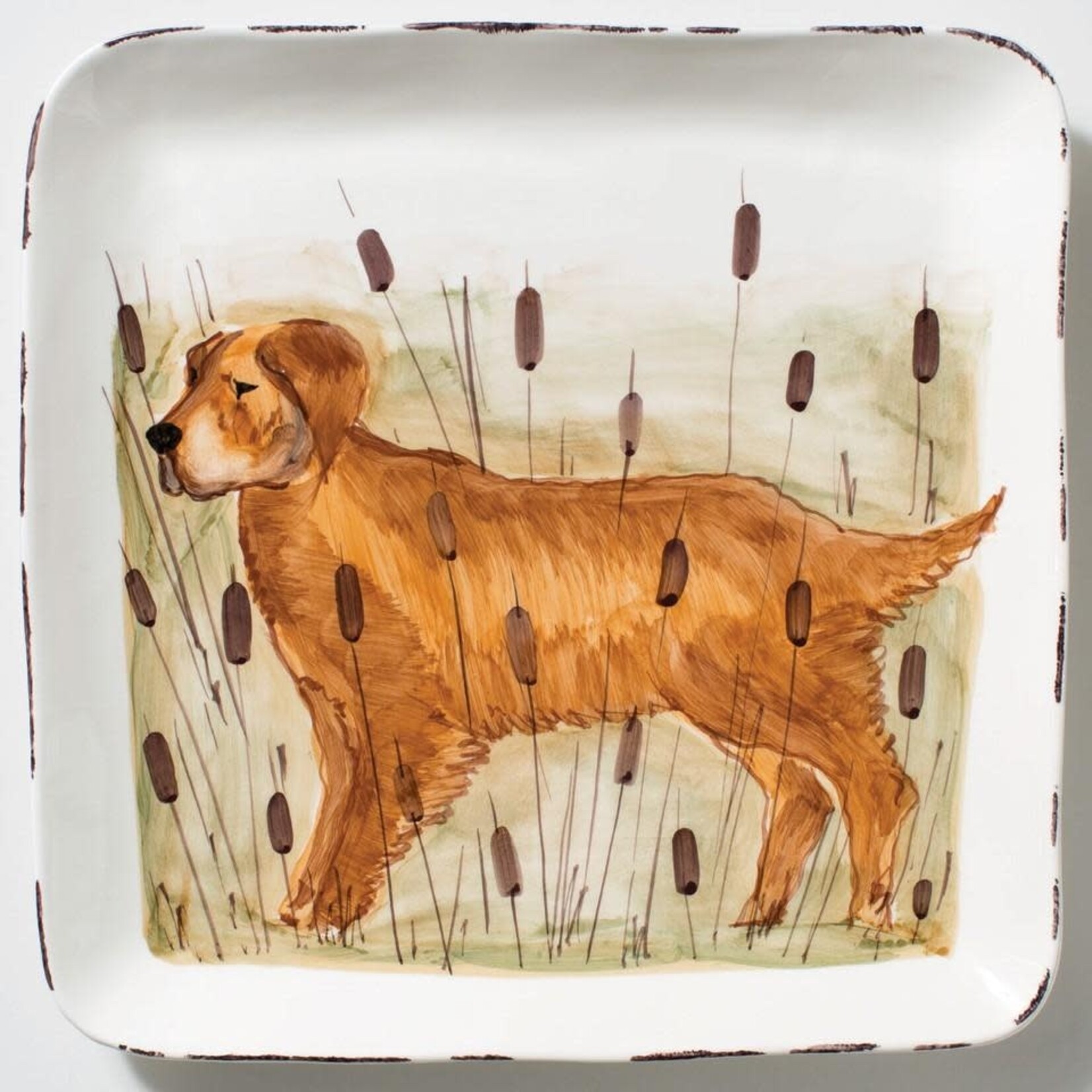 VIETRI Wildlife Hunting Dog Large Square Platter