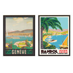 Jeffan Vintage Travel Poster - Geneva / Bandol - Set of 2